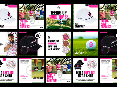 Let's Go Golf! Socials branding facebook golf grid grid layout instagram interface mockup social sports templates ui ux web design