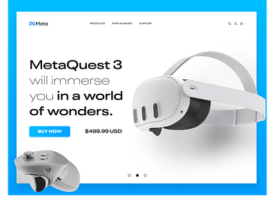 Metaquest- Hero page conceptdesign design graphic design metaquest occulous technology ui uivr ux vr