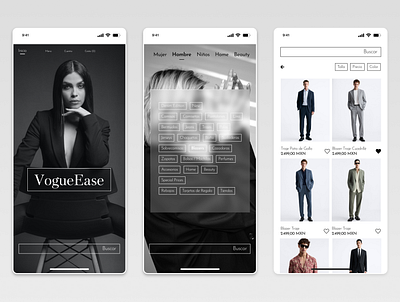 Fashion Mobile App blackandwhite clothes conceptdesign design elegant fashion fashionapp model online shop shopping style ui ux