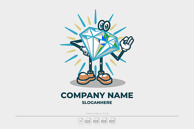 Diamond Mascot Logo animation branding cartoon cute design diamond graphic design icon illustration logo mascot vector