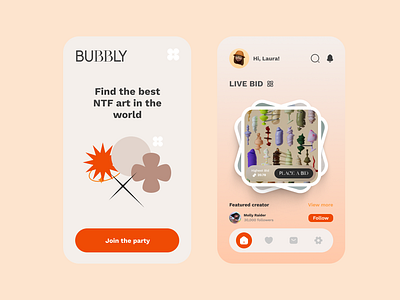Bubbly app design ui ux visual design