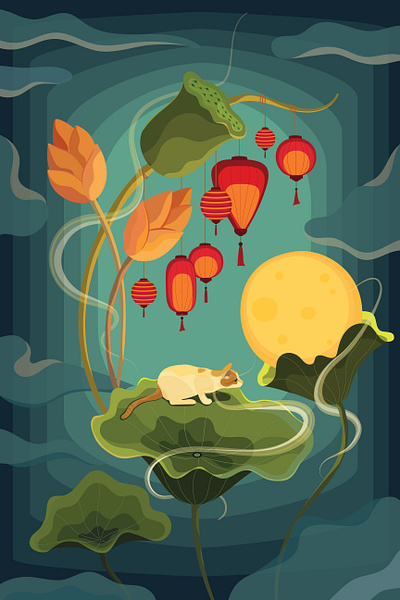 Mid-Autumn night graphic design illustration vector