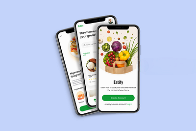 Eatify App Design app app ui cooking app design mobile design product design ui ui design ui ux ui ux design uidesign uiux uiux design webui