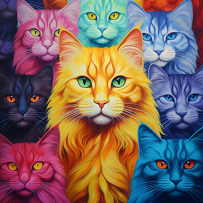 Colored Cats meow.