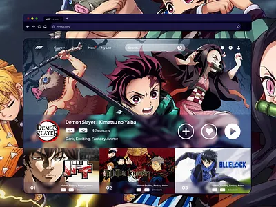 Anime Streaming Web - Concept animation anime branding design figma graphic design illustration mobile app typography ui uiux ux vector web design