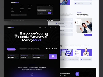 MoneyMind Landing Page app bank branding bussines dark design finance landing page minimal ui uiux web design website