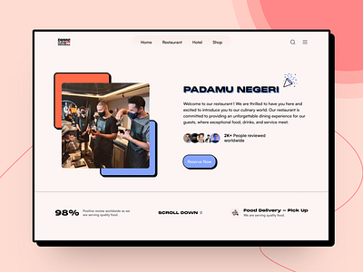 Landing Page - Restaurant app brutalism caffe design dribbble drink food illustration logo minimalist minimalist brutalism mobile restaurant typography ui website website apps