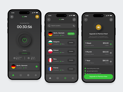 BuzVPN - VPN Mobile App android app appdesign connect design ios trend ui uidesign uiux userinterface ux uxui vpn vpnapp