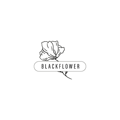 black flower botanical illustration branding graphic design logo