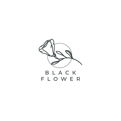 black flower botanical illustration branding graphic design logo