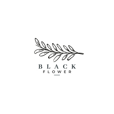 black flower botanical illustration branding graphic design logo