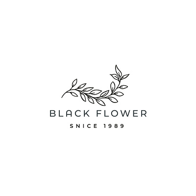 black flower botanical illustration branding graphic design logo