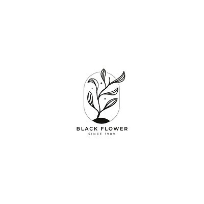 black flower botanical illustration branding graphic design logo
