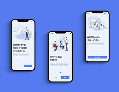 Onboarding Screens 3d animation app app design branding color theory design figma graphic design illustration logo onboarding screeens typography ui user experience user interface ux vector