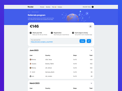 Daily UI (Day 10) - Referrals for Revolut daily ui day 10 referrals revolut ui web