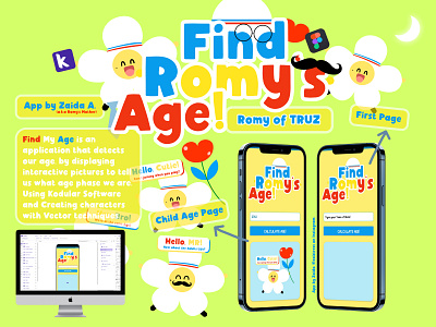 Find Romy's Age! - Find my Age App app character figma kodular romy treasure truz ui vector