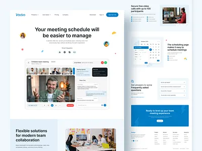 Vadio - Virtual Meeting Saas Landing Page hello dribbble landing page meeting meeting app product design product design saas remind creative saas saas web saas website ui ux video call video conference saas video meeting virtual virtual meeting web design website zoom