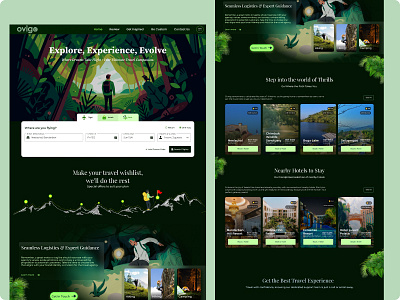 Travel Agency Landing Page UI adventure agency design forest green illustration landing page landscape tour travel ui