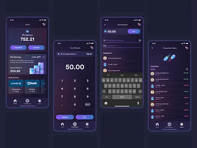 USDC Pay App app bank crypto design finance keypad list mobile money product ui usdc ux wallet