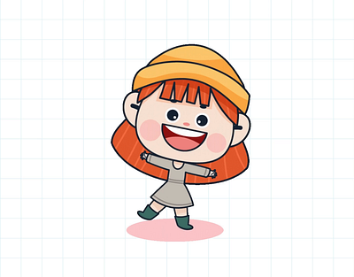 Animated loop character girl happy gifloop
