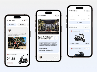 App Design for Motorbike Rental Center app business concept landing page mobile ui user interface ux website design