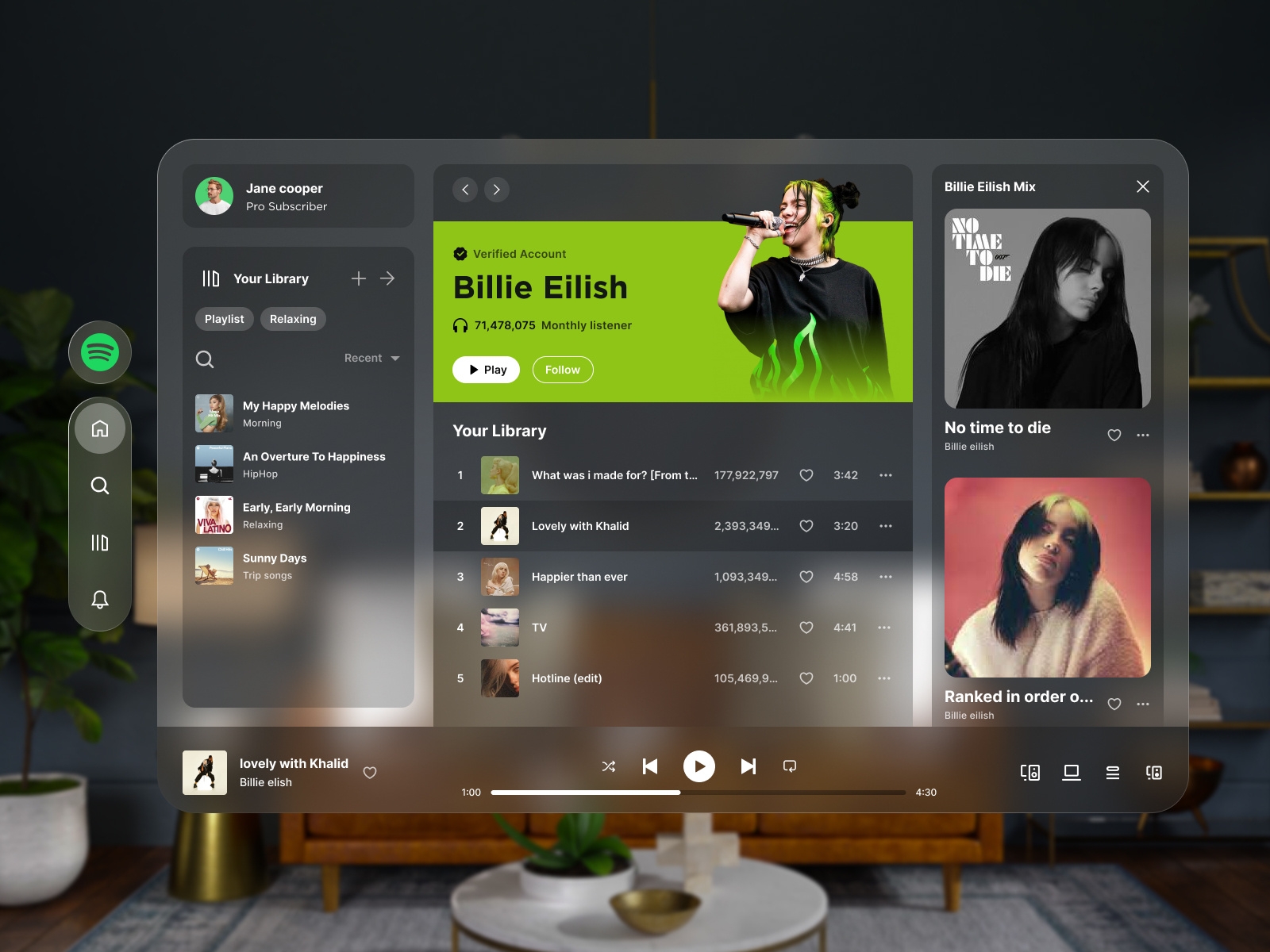 Spatial interface for Spotify Music by Bhavik Dobariya on Dribbble