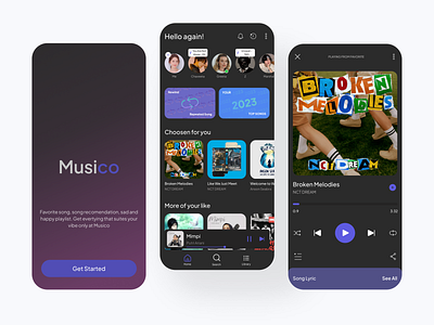 Music App - Musico figma mobile mobile app music music app song ui