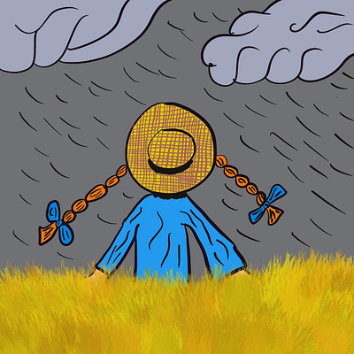 Standing in a Wheat Field in the Rain illustration