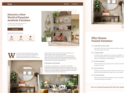 Furniture Website Landing Page aesthetic brown chair clean design furniture glassmorphism landing page minimalist ui ux