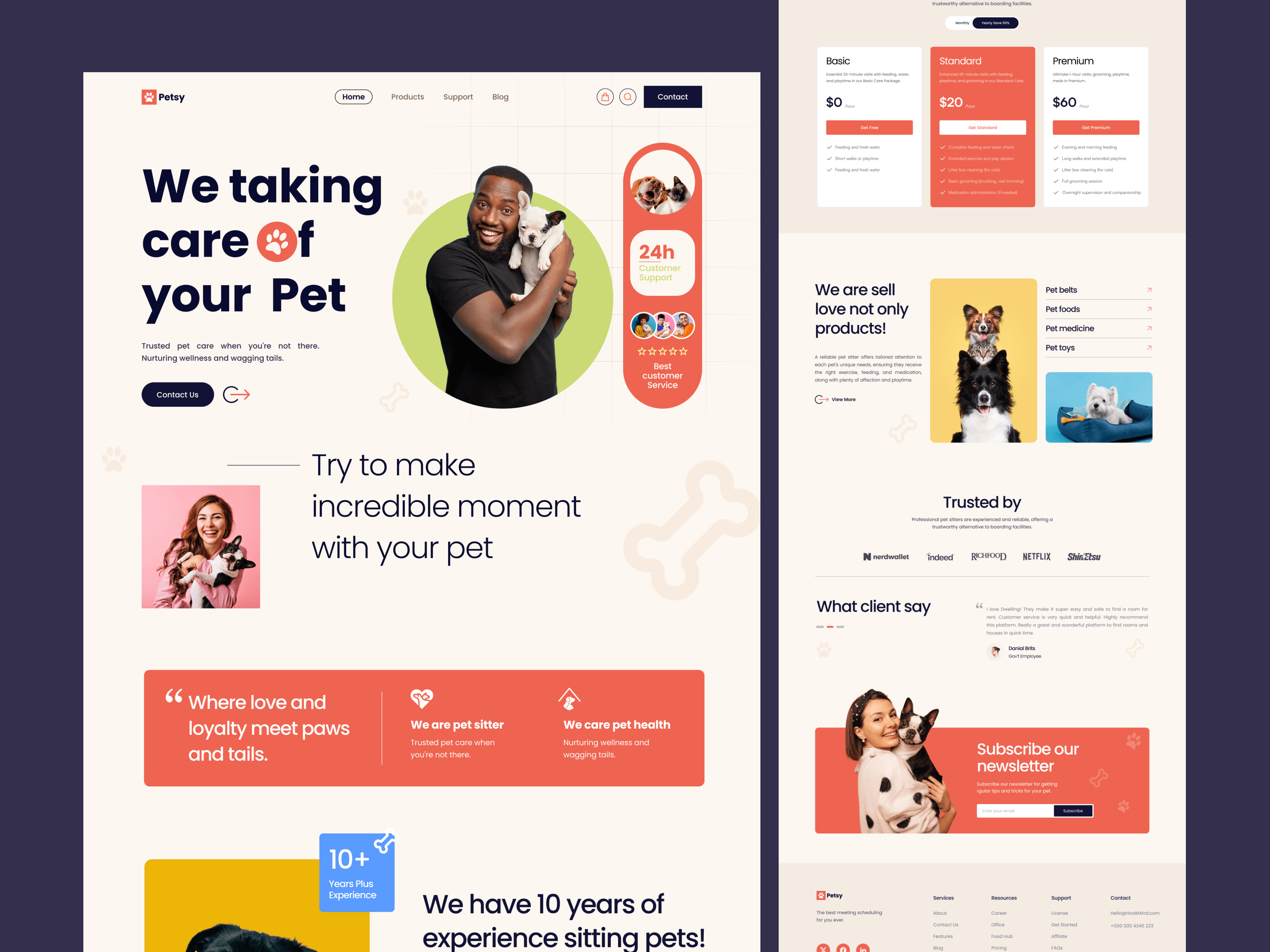 Petsy - Pet website landing page landingpage landingpage design pet pet care pet care website pet doctor pet health pet landingpage pet sitter pet website petcare ui ui design user interface design ux uxdesign web design website website design