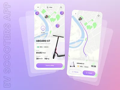 EV Scooter App Concept electric scooter app ev app concept ev charging app ev scooter app ev soocter app design mobile app online ev scooter app ui ui design ux design