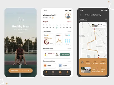 Health Tracker App - Healthy Heal app branding design fitness app graphic design health care health overview health tracker health tracking illustration logo mobile sleep tracker sport typography ui ux web wellness workout app