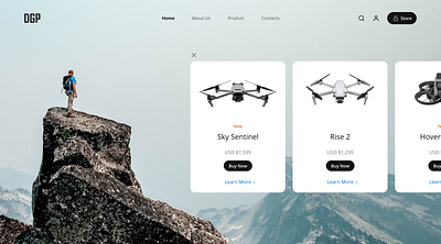 DGP - Drone Store Landing Page Banner animation branding drone website graphic design motion graphics ui
