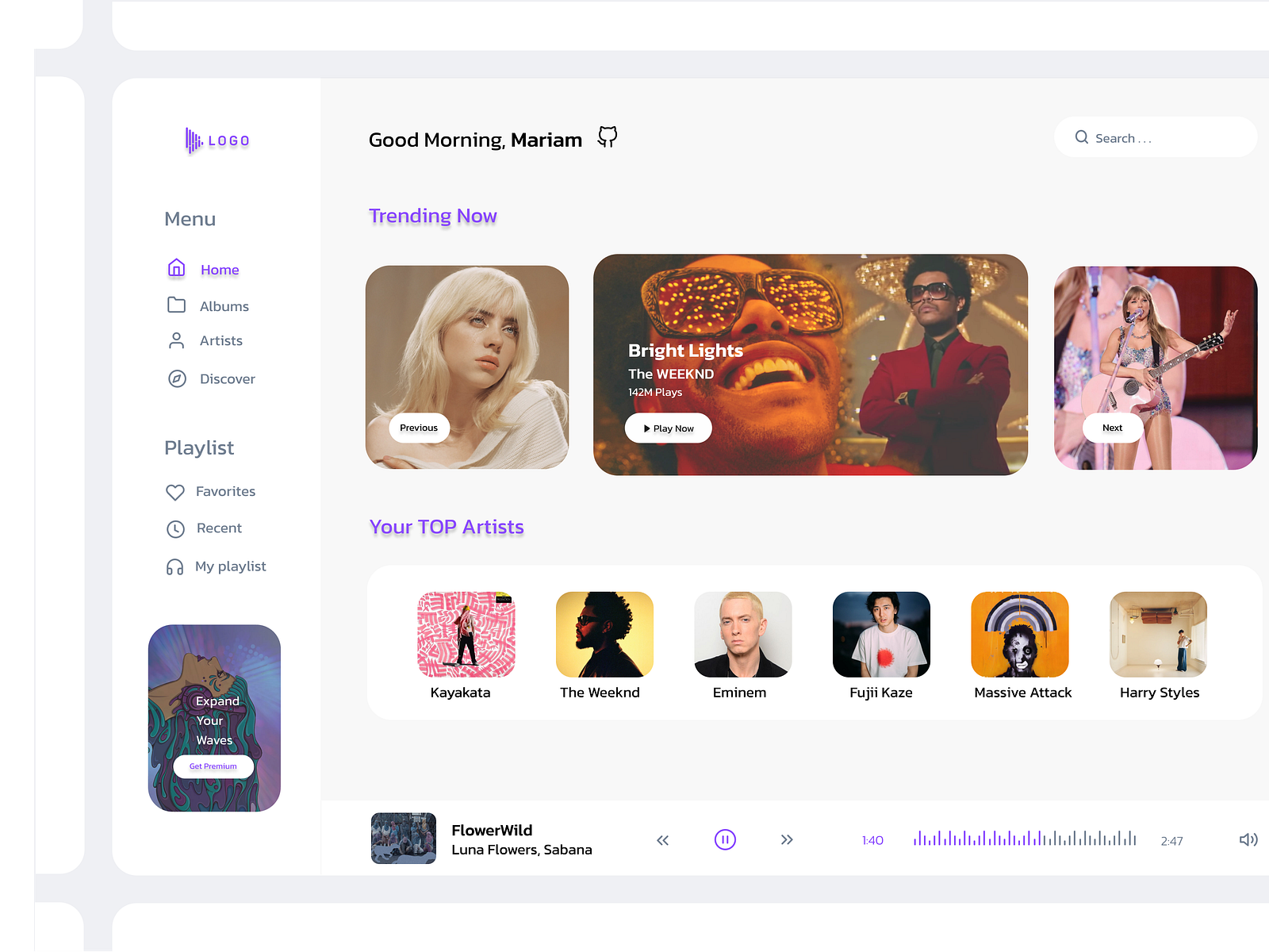 Music Streaming app design by Mariamibaz on Dribbble