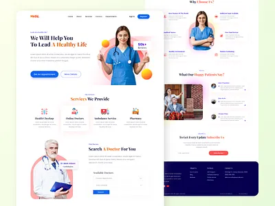 Medical Service Website Landing Page Design best website design create a website creative web design design doctors website ecommerce website design health care web design health care website landing page medical landing page medical service medical service website medical ui ux design online doctors ui design ux design website design website landing page