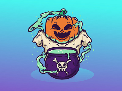 Ghost pumpkin artwork branding cartoon cute design ghost graphic design halloween illustration logo vector