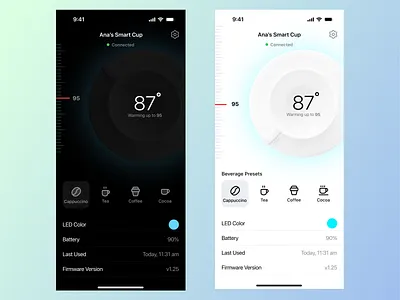 Shift Nudge: Smart Cup App color design ui ux