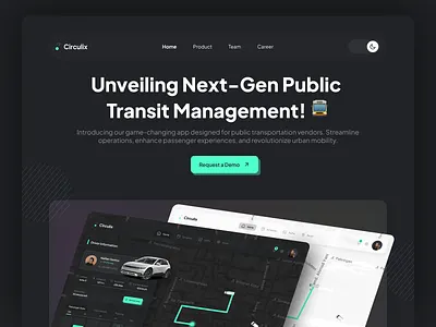Web Landing Circulix app clean customizationoptions darkmode design designfeedback designtrends graphic design iphone lightmode logo optimaluserexperience responsivedesign transittech ui uiux userengagement userhappiness ux webdesign