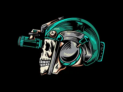 Skull helmet army artwork design graphic design helmet illustration logo skeleton skull tattoo vector veteran