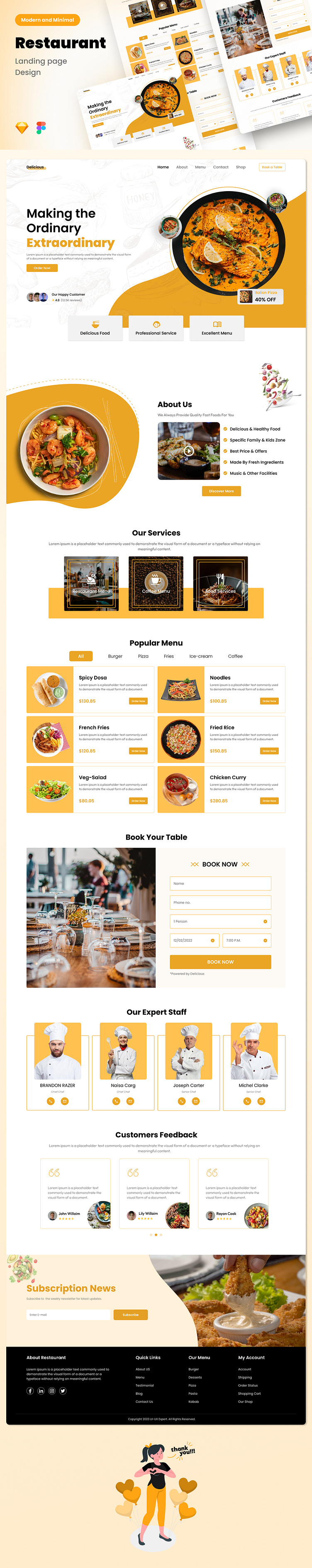 Online Food Order & Delivery - Restaurant Landing Page by Aashifa ...