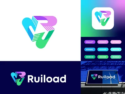 Ruiload logo design a b c d e f g h i j k l m n o p abstract logo b c f h i j k m p q r u v w y z brand identity ecommerce fintech graphic design it logo letter mark monogram logo design logo designer logo ideas logo inspirations software symbol tech company technology typography vector virtual reality