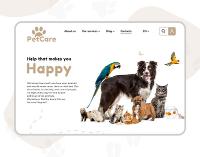 UI/UX | PetCare Landing adobe after effects adobe photoshop aesthetic animals animation branding indentity cool creative creative thinking design figma help illustration landing logo petcare uiux web website