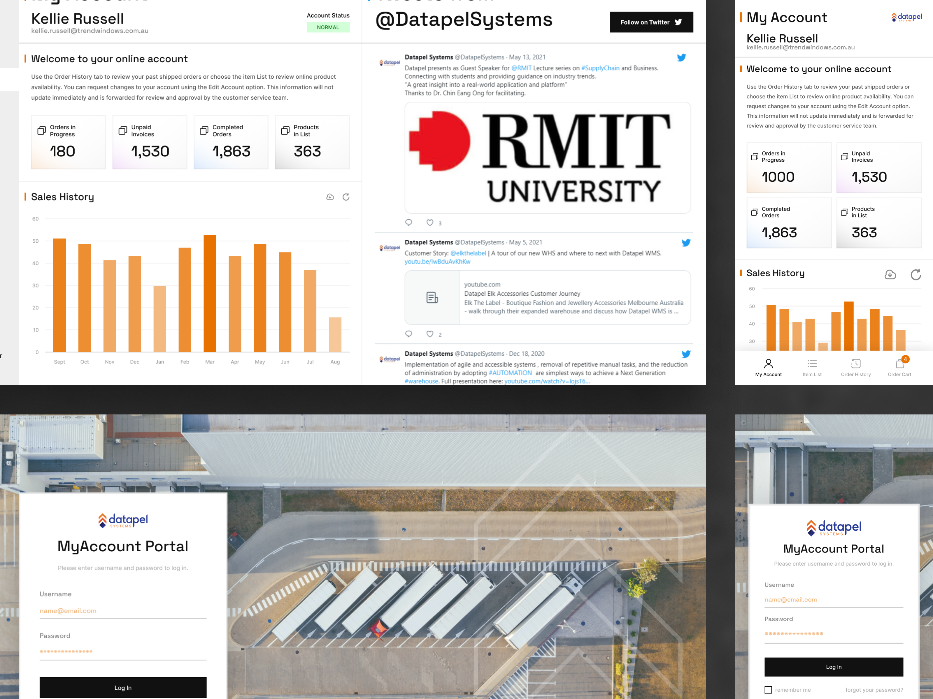 Redesigning Datapel Client Portal's UI Design app clean corporate dashboard design enterprise flat flat design gradient grid industrial management minimal mobile ui ux warehouse wms