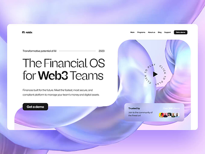 web3 finance: 3d landing page 3d animation blockchain blur finance glass gradient helix landing page modern render web web3