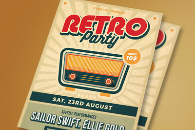 Retro Music Flyer #3 app branding design graphic design illustration logo typography ui ux vector