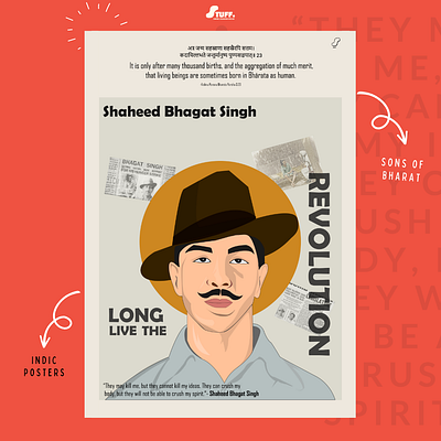 bhagat singh ji poster design graphic design illustration vector