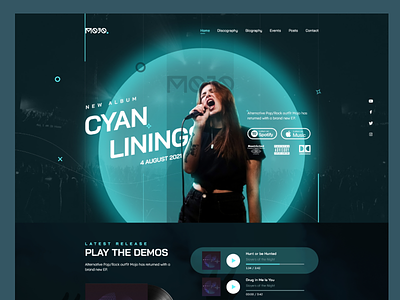 Mojo - Music Band band blue concert cyan dark design event graphic design hiphop illustration landing landing page metal music pop rock singer ui web