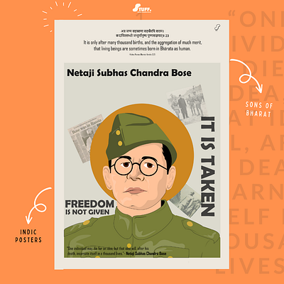 Netaji subhash chandra bose poster design graphic design illustration vector