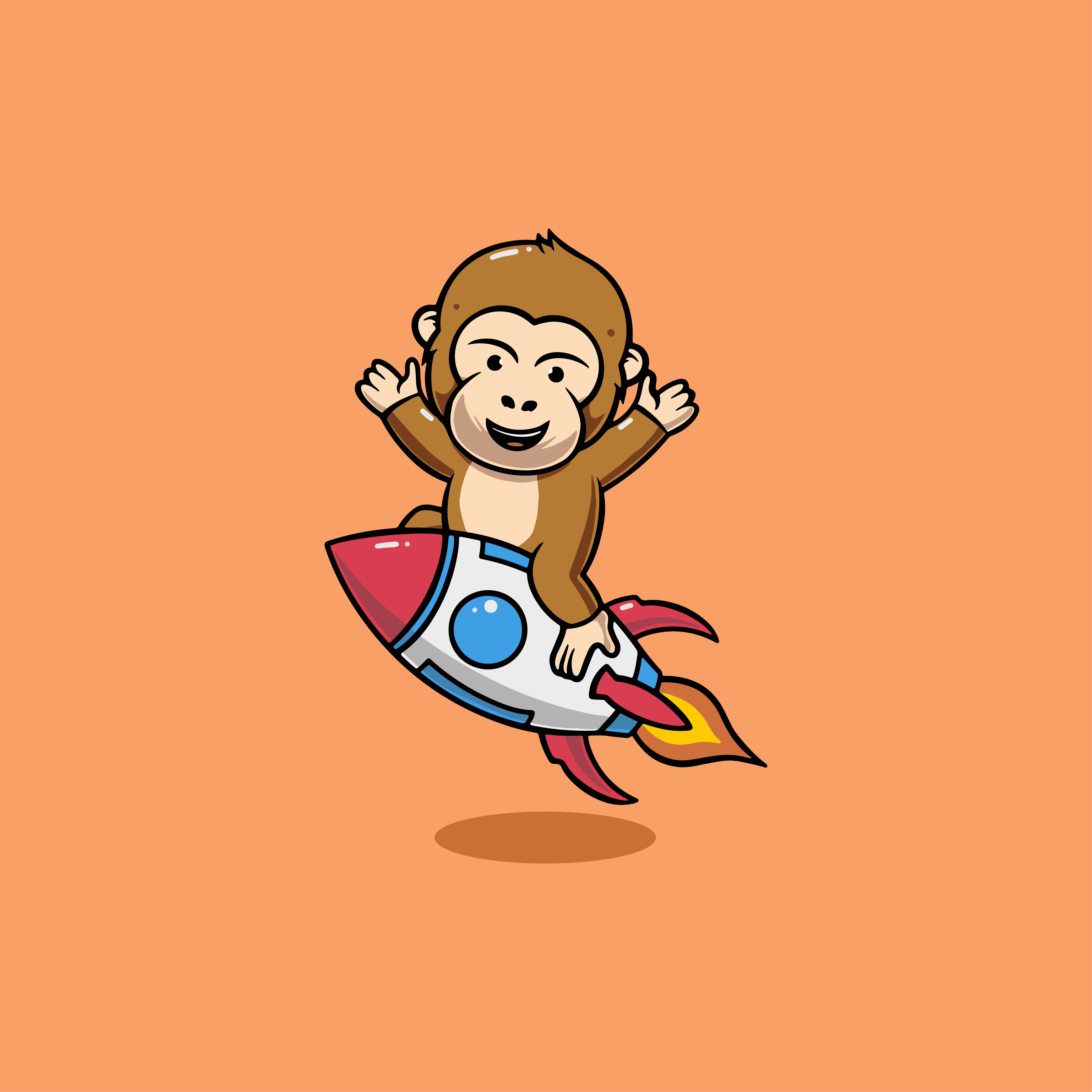 Cute Monkey Riding Rocket Illustration branding flat design graphic design