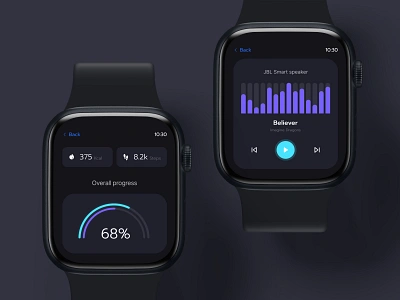 Watch App Widgets Concept apple apple watch concept dark planner player product screens ui uiux ux watch widget